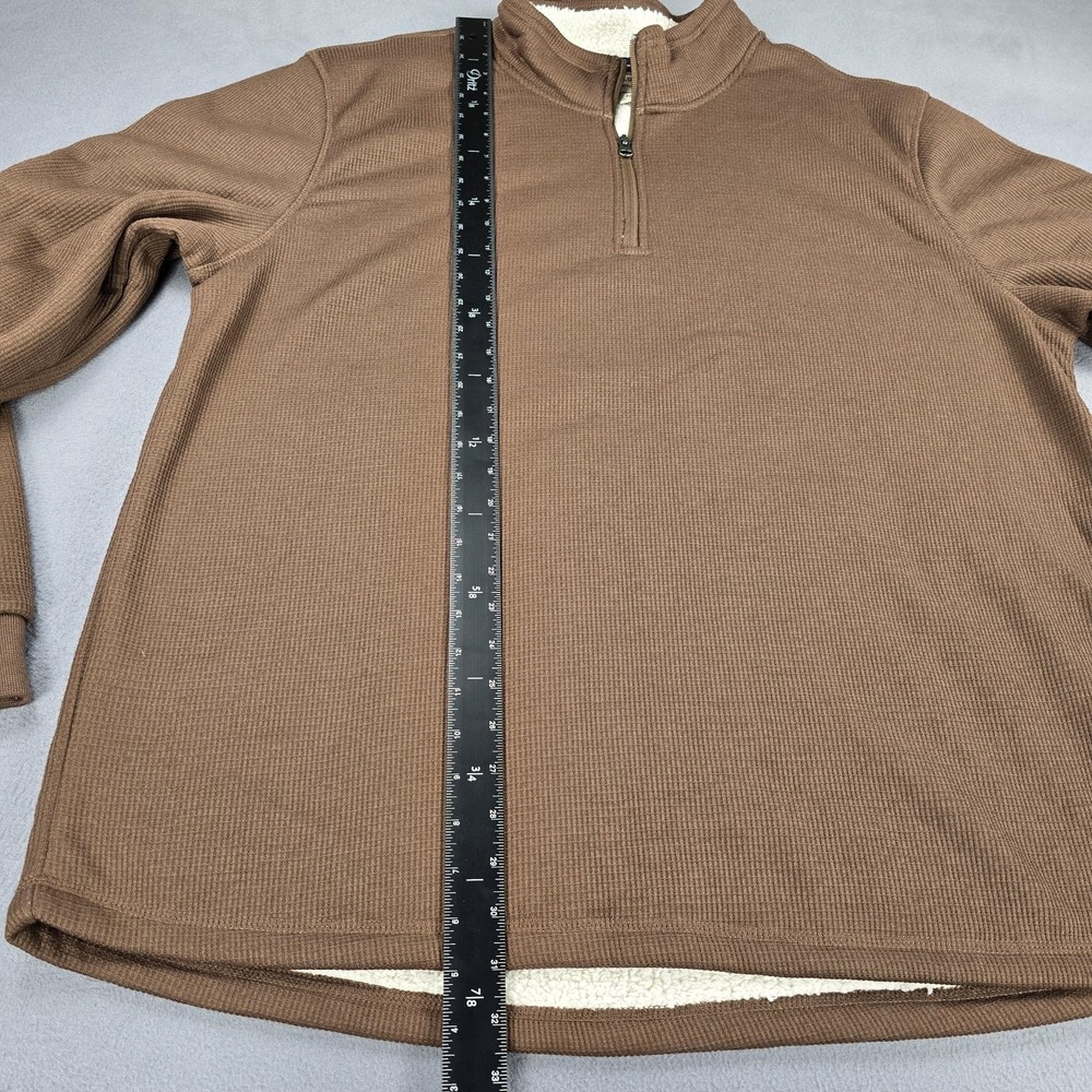 BC Clothing Heritage Sweater Mens 2XL Brown Waffle Knit Sherpa Lined Quarter Zip - Picture 9 of 14